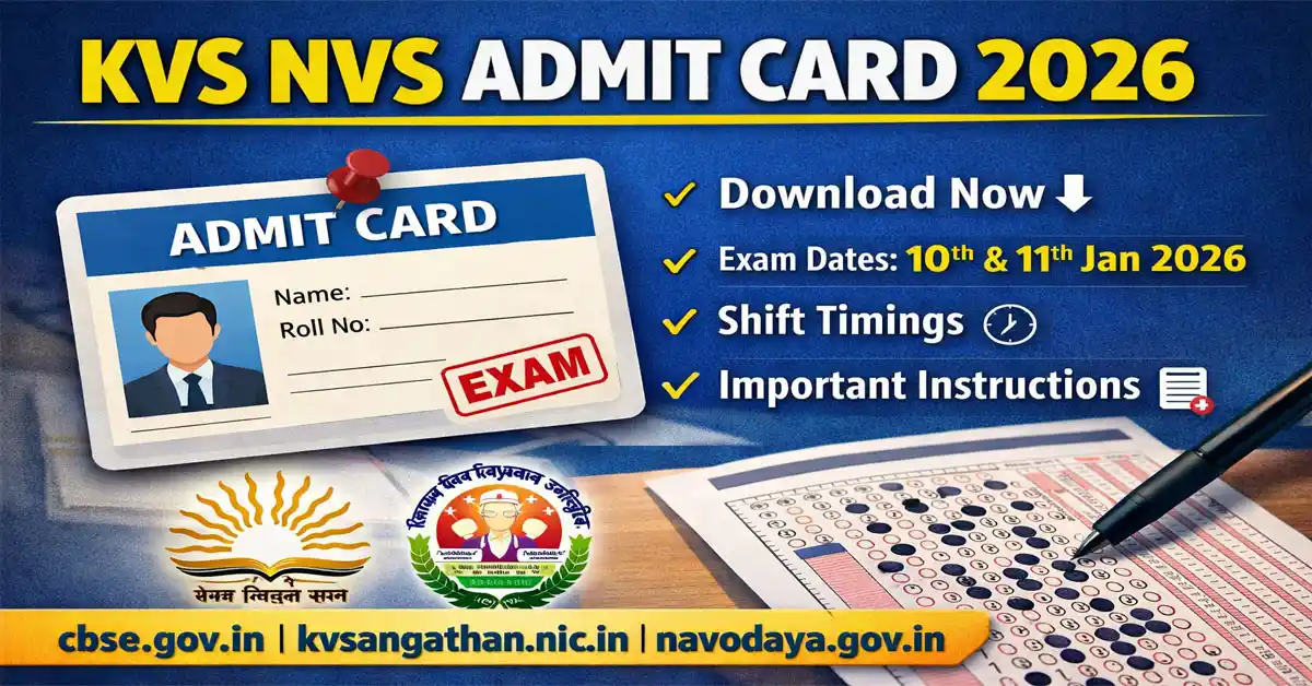 KVS NVS Admit Card 2026 Released