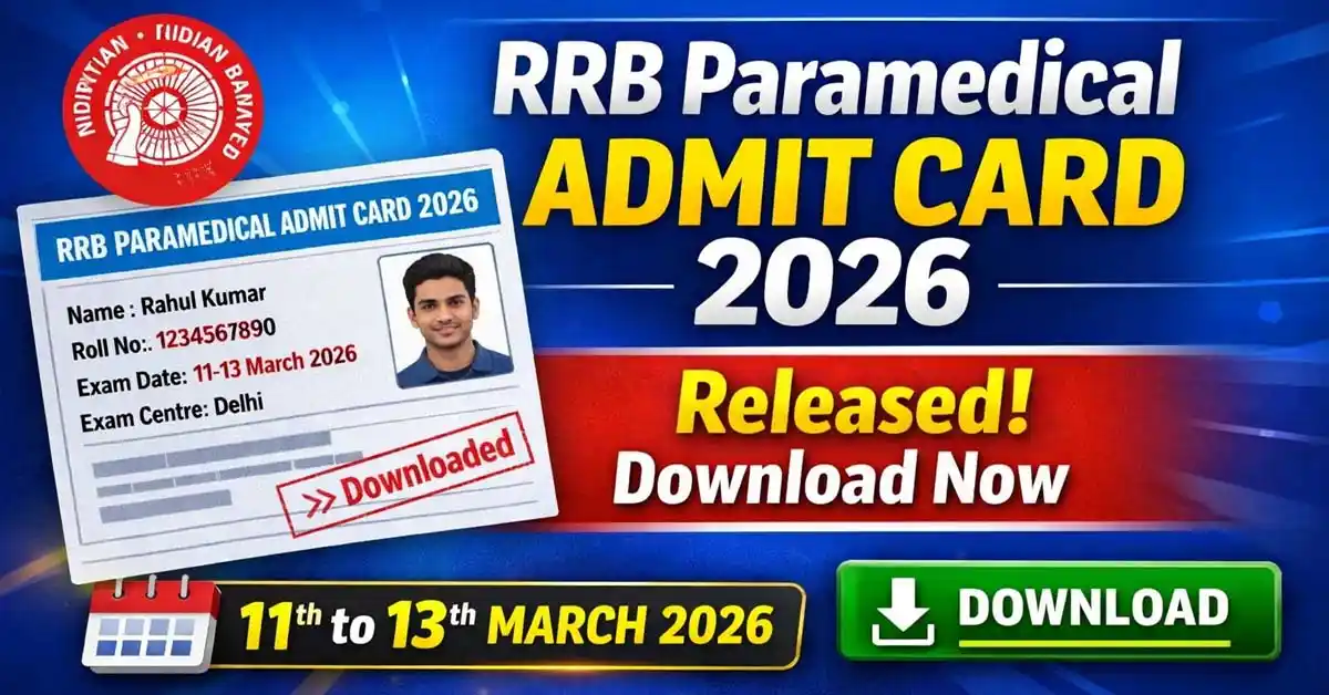 RRB Paramedical Admit Card 2026